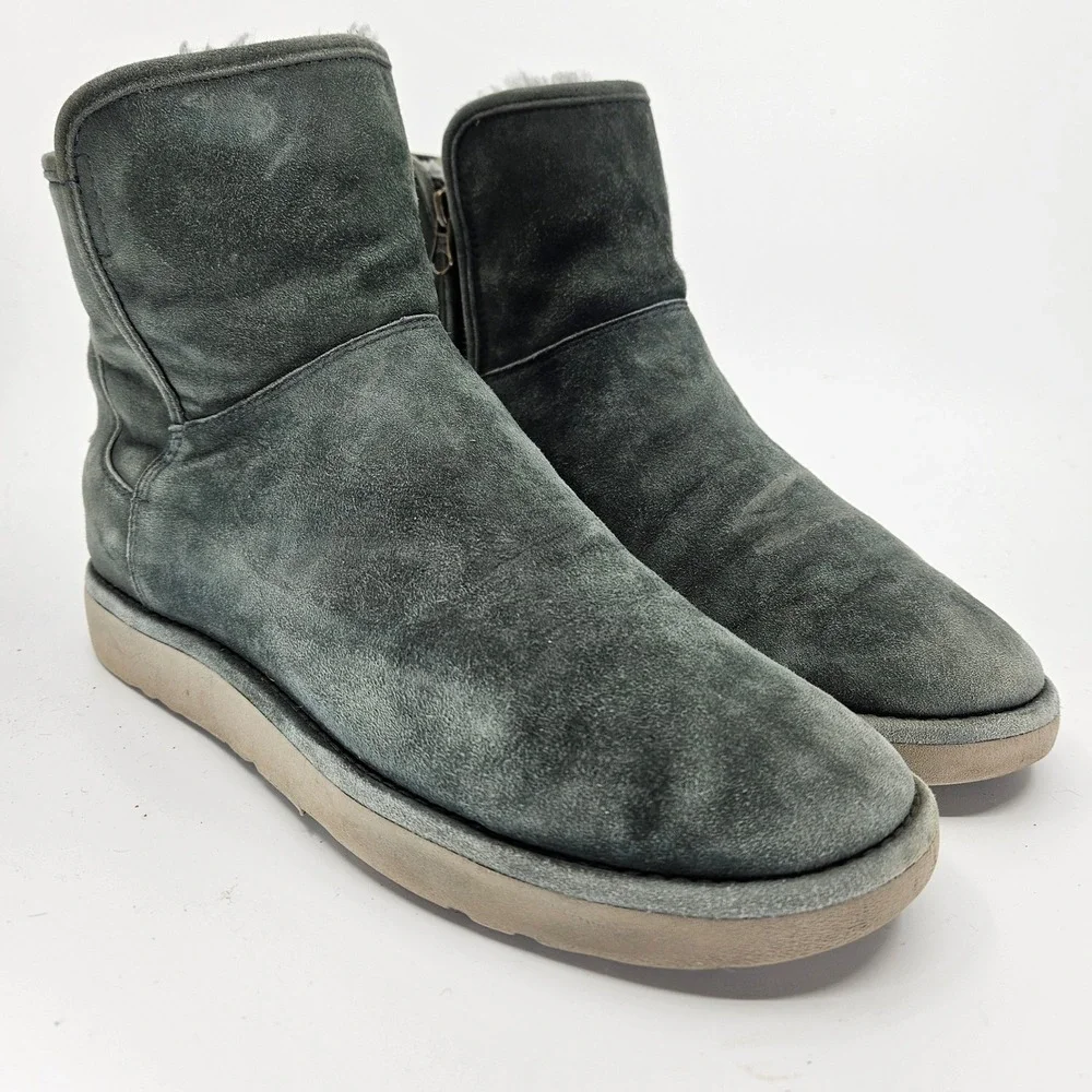 UGG Men's Freamon Zip Slate Suede Sheepskin Lined‎ Ankle Boots Sz 40 Casual Cozy